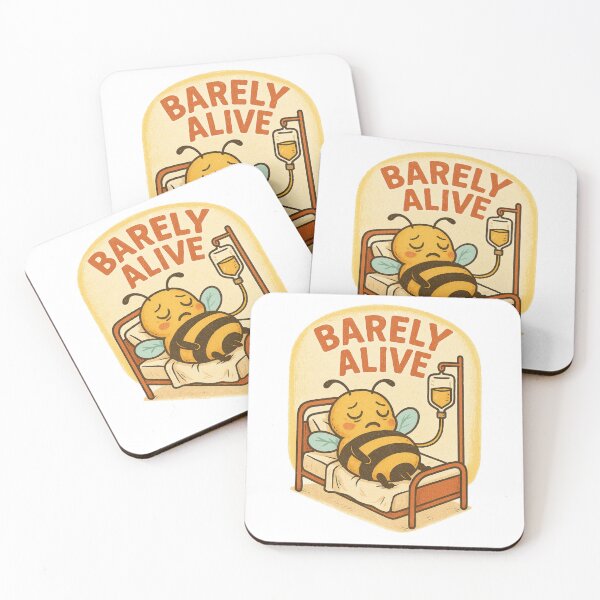 Item preview, Barely Alive – Funny Sad Bee in Hospital Bed designed and sold by Lacritsa .