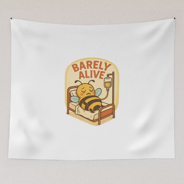 Item preview, Barely Alive – Funny Sad Bee in Hospital Bed designed and sold by Lacritsa .