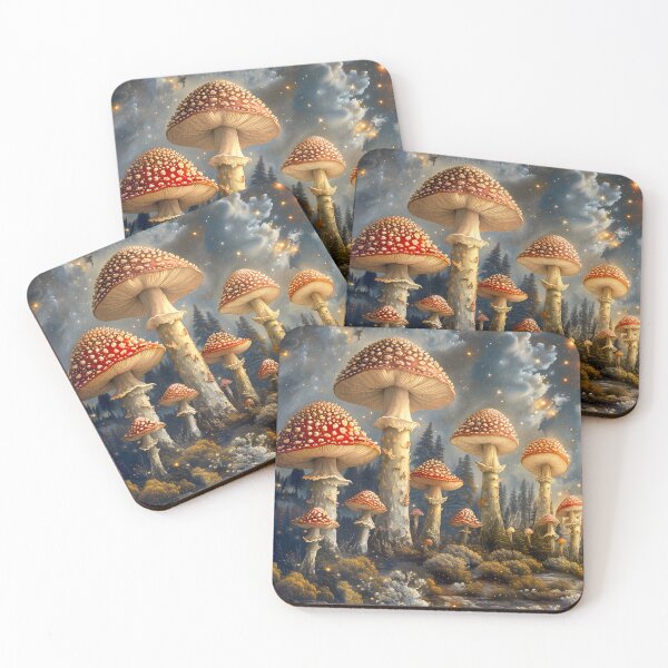 Item preview, Enchanted Mushroom Forest Celestial Sky Fantasy Cottagecore Art designed and sold by Parkerzz.