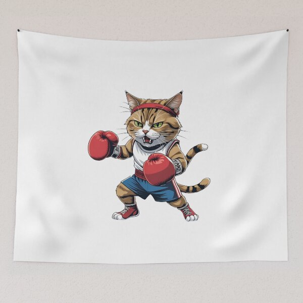 Item preview, Boxing Cat with Gloves and Headband – Fierce Fighter Cartoon Design designed and sold by ColorSplash123.