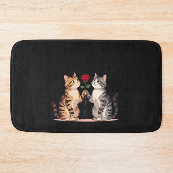 Item preview, Romantic Cat Giving Rose – Cute Shy Cat Couple Love Design designed and sold by ColorSplash123.