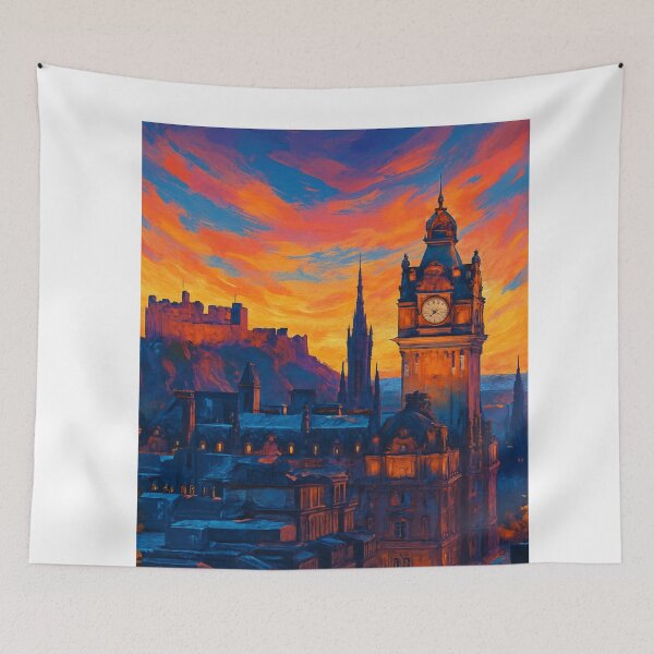 Item preview, Edinburgh Castle and Balmoral Hotel at Dusk designed and sold by Aryabek.