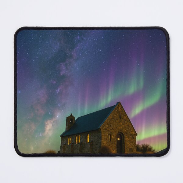 Item preview, Milky Way and Aurora Over Church of the Good Shepherd, Tekapo designed and sold by Aryabek.