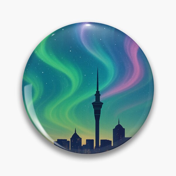 Item preview, Northern Lights Over Auckland City Skyline, New Zealand designed and sold by Aryabek.