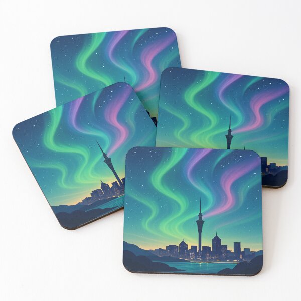 Item preview, Northern Lights Over Auckland City Skyline, New Zealand designed and sold by Aryabek.