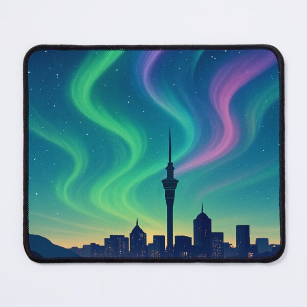 Item preview, Northern Lights Over Auckland City Skyline, New Zealand designed and sold by Aryabek.