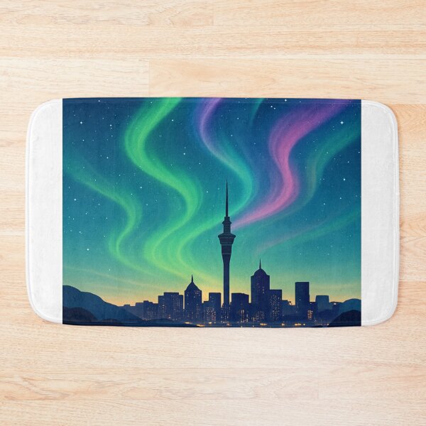Item preview, Northern Lights Over Auckland City Skyline, New Zealand designed and sold by Aryabek.