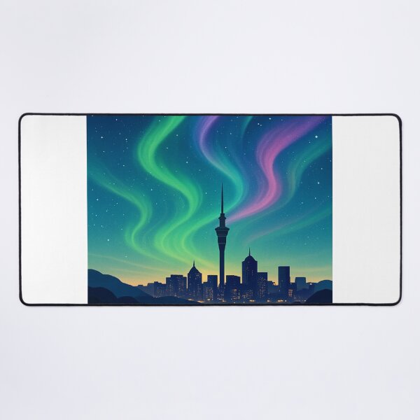 Item preview, Northern Lights Over Auckland City Skyline, New Zealand designed and sold by Aryabek.