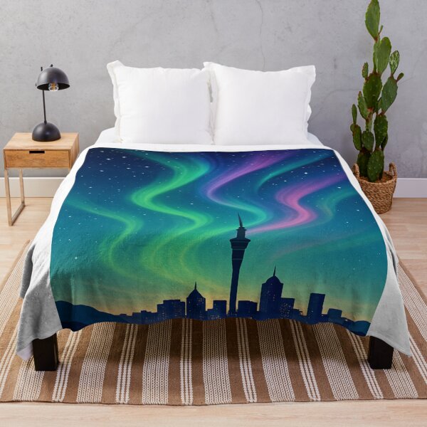Item preview, Northern Lights Over Auckland City Skyline, New Zealand designed and sold by Aryabek.
