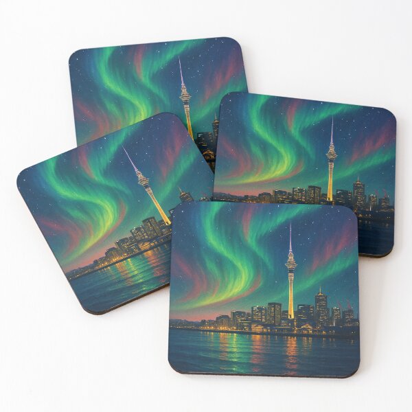 Item preview, Aurora Over Auckland Harbour and Sky Tower designed and sold by Aryabek.
