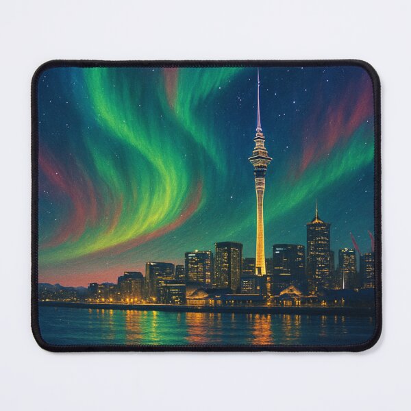 Item preview, Aurora Over Auckland Harbour and Sky Tower designed and sold by Aryabek.