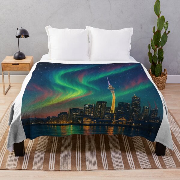 Item preview, Aurora Over Auckland Harbour and Sky Tower designed and sold by Aryabek.