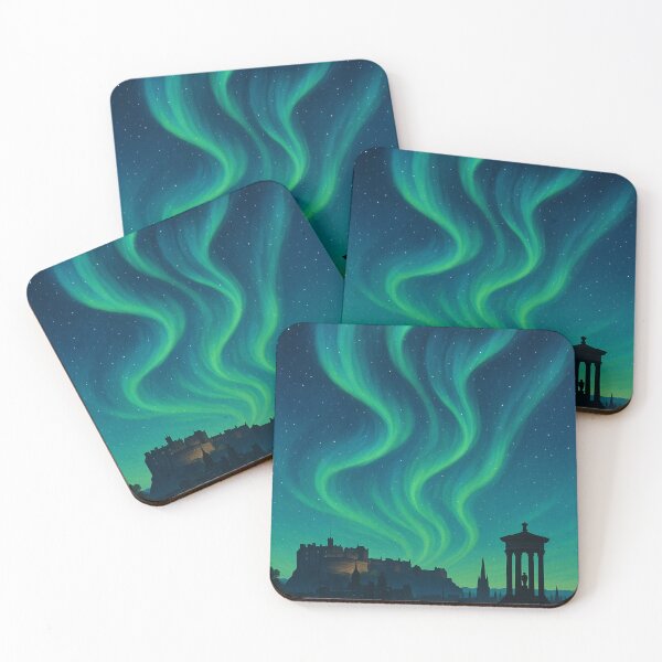 Item preview, Edinburgh Castle and Calton Hill Under Aurora, Scotland designed and sold by Places On Earth.