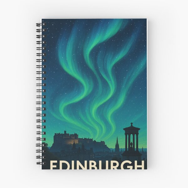 Item preview, Edinburgh Castle and Calton Hill Under Aurora, Scotland designed and sold by Places On Earth.
