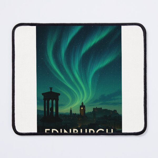 Item preview, Aurora Above Balmoral Clock and Calton Hill, Edinburgh designed and sold by Places On Earth.