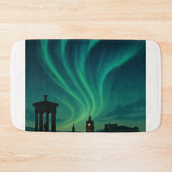 Item preview, Aurora Above Balmoral Clock and Calton Hill, Edinburgh designed and sold by Places On Earth.