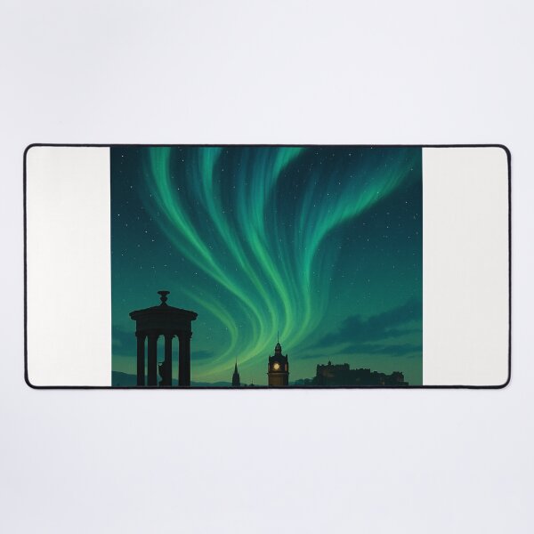 Item preview, Aurora Above Balmoral Clock and Calton Hill, Edinburgh designed and sold by Places On Earth.