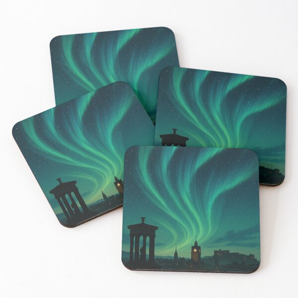 Item preview, Aurora Above Balmoral Clock and Calton Hill, Edinburgh designed and sold by Places On Earth.