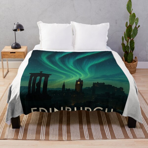 Item preview, Aurora Above Balmoral Clock and Calton Hill, Edinburgh designed and sold by Places On Earth.