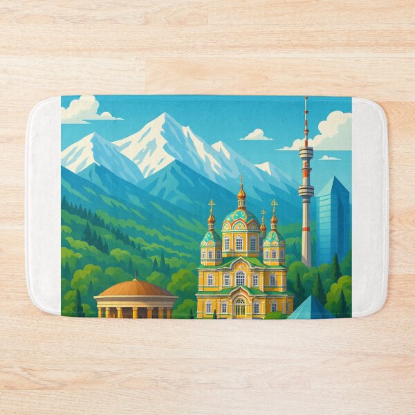 Item preview, Almaty Skyline with Ascension Cathedral and Kok Tobe Tower designed and sold by Places On Earth.