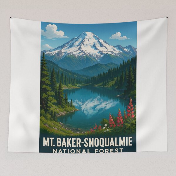 Item preview, Mount Baker and Wildflowers in Snoqualmie National Forest designed and sold by Places On Earth.