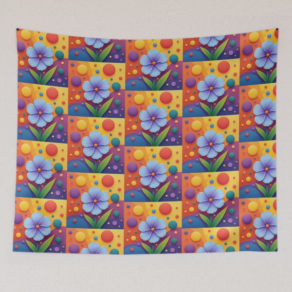 Item preview, 3D Blue Flower Pop Art Design, POD Artwork, Colorful Abstract Background designed and sold by KlarkiteTees.