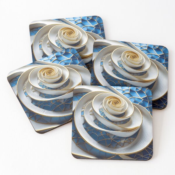 Item preview,  Blue White Gold Abstract Fibonacci Art 11 designed and sold by Vicky Brago-Mitchell®.