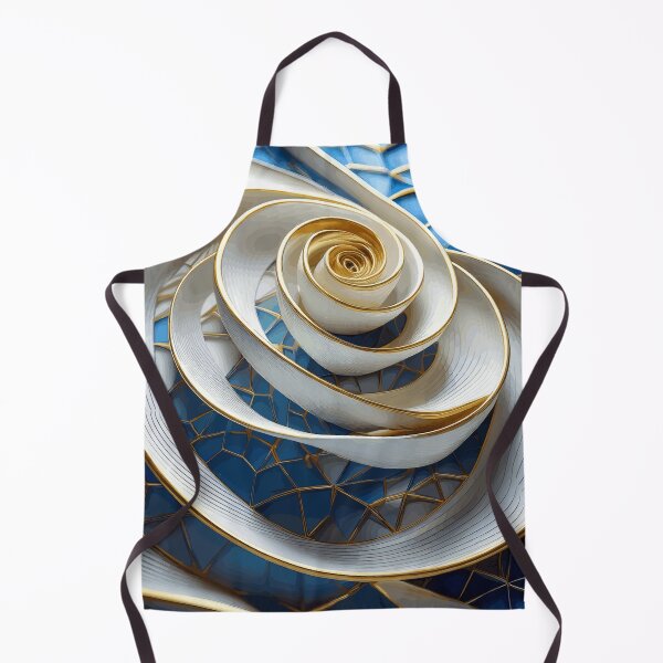 Artikelvorschau, Abstrakte Fibonacci-Kunst in Blau, Weiß und Gold 11 entworfen und verkauft von Vicky Brago-Mitchell®.