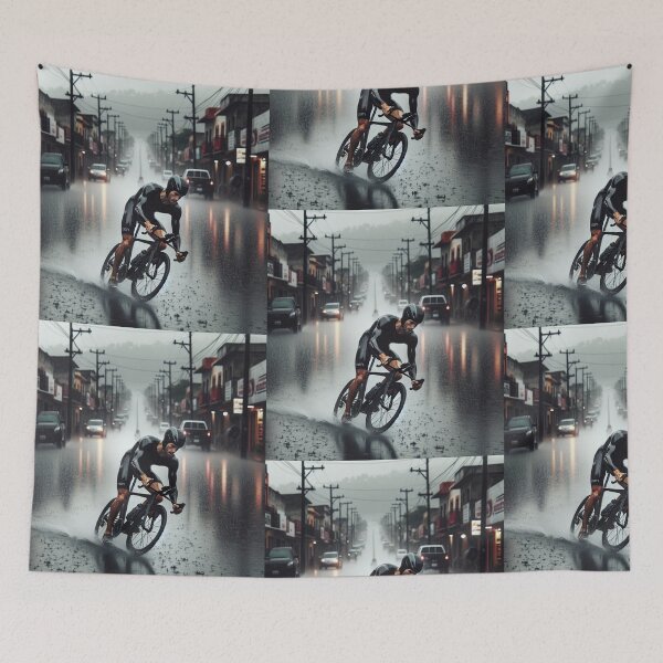 Item preview, “Rain. Rush. Rise.” – Cloudy Ride Triathlon Motivation Sticker designed and sold by Triathlongram.
