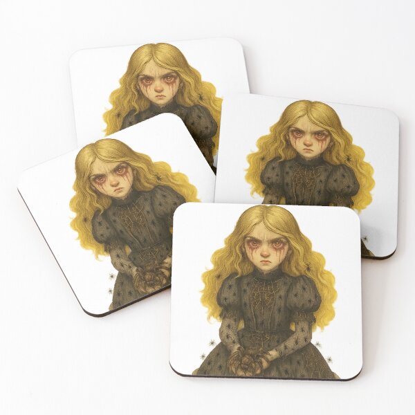 Item preview, Gothic Blonde Doll Covered in Spiders – Creepy Cute Horror Art designed and sold by Soft rot studio.