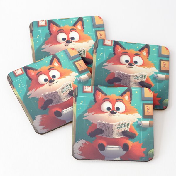 Item preview, Animal Toilet Bright-Eyed Red Fox Reads Cheerful Turquoise Bathroom Newspaper designed and sold by mildaclairmo.