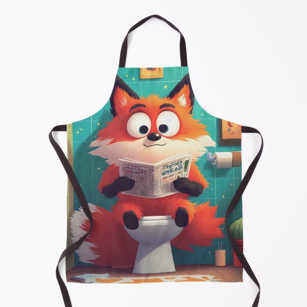 Item preview, Animal Toilet Bright-Eyed Red Fox Reads Cheerful Turquoise Bathroom Newspaper designed and sold by mildaclairmo.