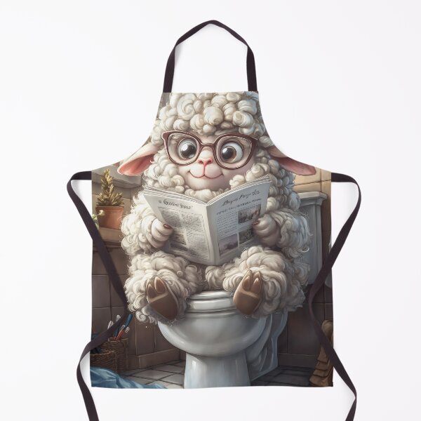 Item preview, Animal Toilet Fluffy Sheep Wearing Glasses Reading Newspaper Bathroom Scene designed and sold by mildaclairmo.