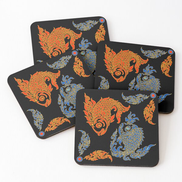 Item preview, Vector illustration of a Thai pattern, Thai pattern, red and blue fish, Pisces. designed and sold by Redindys.