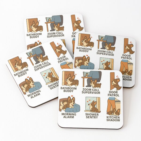 Item preview, Brindle Cardigan Corgi Clingy Moments Sticker Sheet designed and sold by CoachEkong.