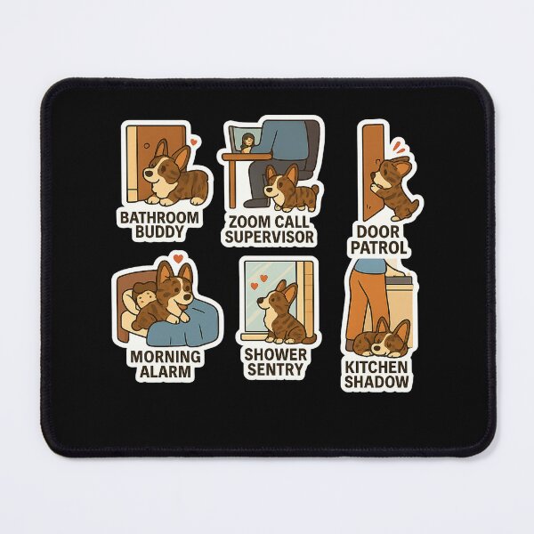 Item preview, Brindle Cardigan Corgi Clingy Moments Sticker Sheet designed and sold by CoachEkong.