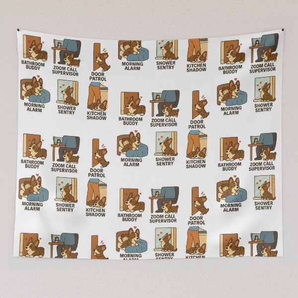 Item preview, Brindle Cardigan Corgi Clingy Moments Sticker Sheet designed and sold by CoachEkong.