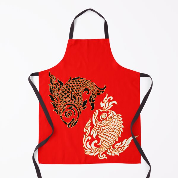 Item preview, Pair of fish with Thai pattern, Thai pattern, Pisces, Pair of fish, white and black. designed and sold by Redindys.