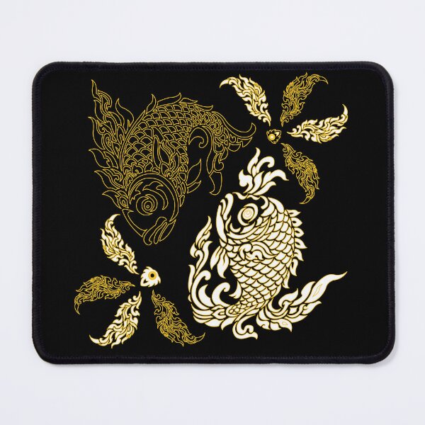 Item preview, Pair of fish with Thai pattern, Thai pattern, Pisces, Pair of fish, white and black designed and sold by Redindys.