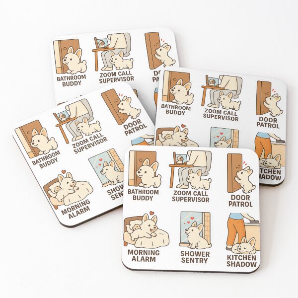 Item preview, Fluffy White Corgi Clingy Moments Sticker Sheet designed and sold by CoachEkong.