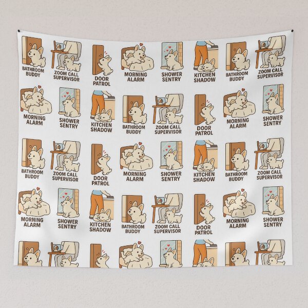 Item preview, Fluffy White Corgi Clingy Moments Sticker Sheet designed and sold by CoachEkong.