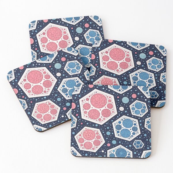 Item preview, Hexagon Bubble Space Seamless Pattern, Pink and Blue Celestial Art designed and sold by KlarkiteTees.