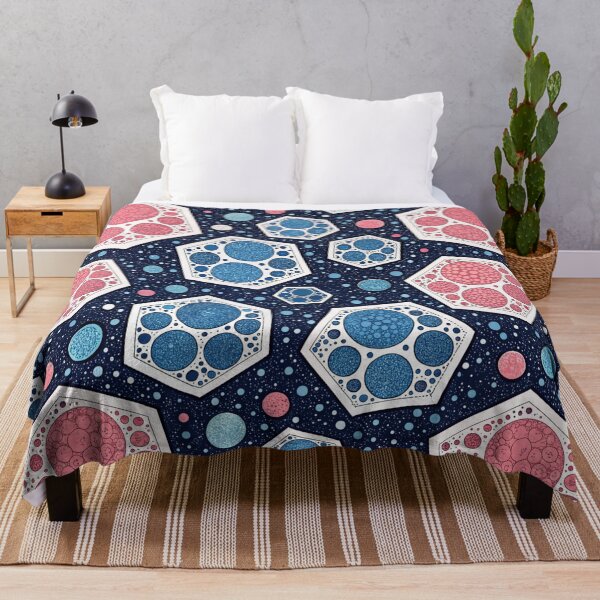 Item preview, Hexagon Bubble Space Seamless Pattern, Pink and Blue Celestial Art designed and sold by KlarkiteTees.