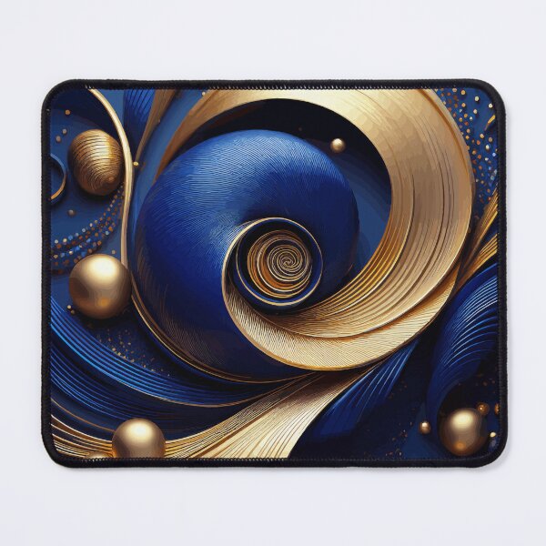 Item preview, Blue Gold Abstract Fibonacci Art designed and sold by Vicky Brago-Mitchell®.