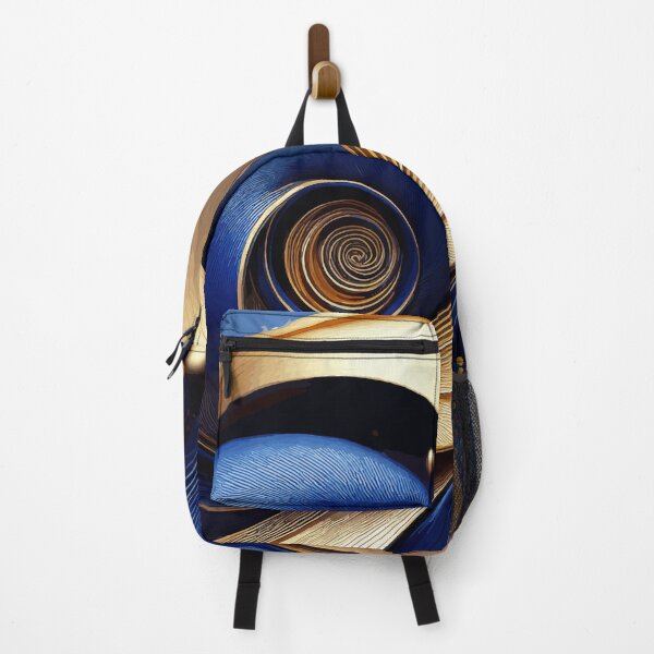 Artikelvorschau, Abstrakte Fibonacci-Kunst in Blau und Gold entworfen und verkauft von Vicky Brago-Mitchell®.