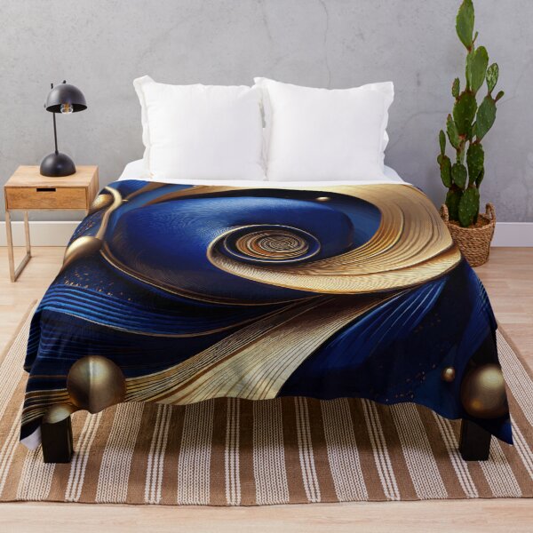Artikelvorschau, Abstrakte Fibonacci-Kunst in Blau und Gold entworfen und verkauft von Vicky Brago-Mitchell®.