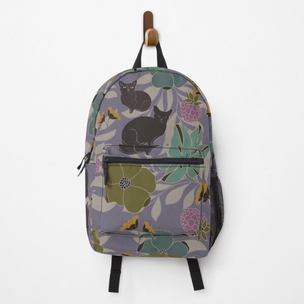 Item preview, Black cats summer flowers and fruit, green purple and yellow designed and sold by ahahdodo.