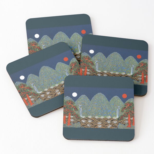 Item preview, Sun, moon, mountain, tree & waterfall designed and sold by shymuscat.