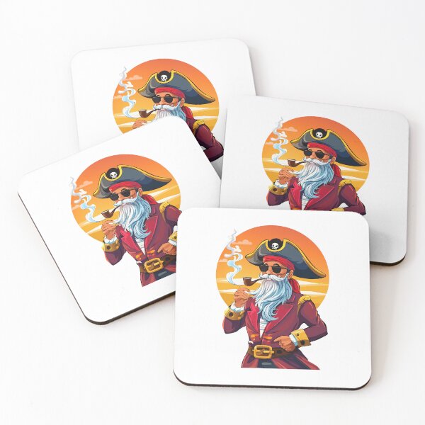Item preview, Old pirate captain with a pipe in sunglasses, Pirate with hat sailor and Eye Patch and Beard, Bearded pirate captain with captain's hat and skull illustration, buccaneer  designed and sold by Danler.