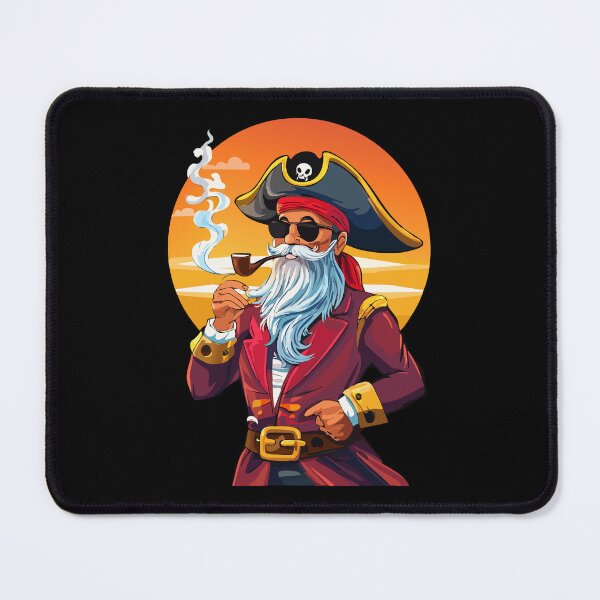 Item preview, Old pirate captain with a pipe in sunglasses, Pirate with hat sailor and Eye Patch and Beard, Bearded pirate captain with captain's hat and skull illustration, buccaneer designed and sold by Danler.